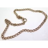 9ct Gold hallmarked pocket watch chain, approx 42.5cm length and weighing 21.6g