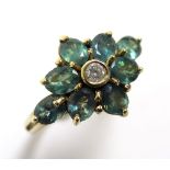 9ct Gold Ring set with Alexandrite and Diamond size T weight 4.5 grams