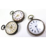 Three Ladies silver fob watches