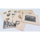 Collection of fifteen mounted black and white photographs on six sheets (some double-sided),