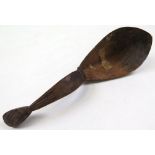New Zealand interest. Maori spoon circa 1800, hand carved handle, with handwritten label, reads 'New