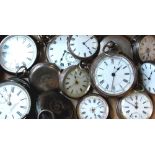 Fourteen silver pocket watches of various sizes, includes Victorian examples