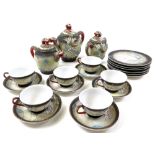 Large collection of matching ceramics, possibly Chinese, to include teapot, cups, plates etc