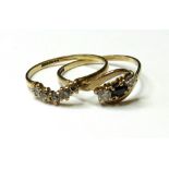 Two 9ct stone set Rings sizes M weight 1.9 grams