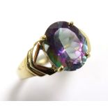 9ct Gold Ring set with Mystic Topaz (5.00 ct weight) size T weight 8.2 grams