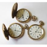 Three gold plated pocket watches