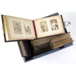 Collection of eight carte de visite albums each containing some carte de visite cards, together with