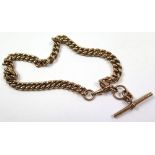 9ct "T" bar pocket watch chain, length approx 40cm weight approx 27.2g