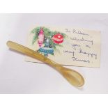 Rhino horn salt spoon and card