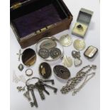 Jewellery Box containing Silver Items set with Agate, Mother of Pearl and Turquoise