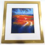 Framed and glazed pastel drawing by Norman Smith, titled 'Uffington Fields' and signed l.l.