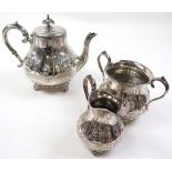 Good quality Victorian silver plated three piece tea set by Robinson M. Johnson & Co