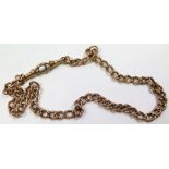 9ct Gold hallmarked pocket watch chain, approx 46.5cm length and weighing 35.2g