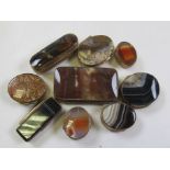 Nine Agate lidded Pill/Snuff Boxes of various sizes