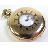 Gents 9ct gold Half Hunter pocket watch. Hallmarked Chester 1927, the white dial with black roman