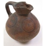 Ancient Cypriot pottery jug with handle (slight damage to spout), height 10cm approx.