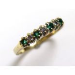 9ct Gold Emerald /CZ Ring size P weight 1.3 grams