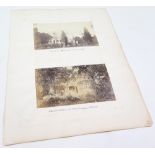 Two Indian photographs mounted on one sheet, 'R.H.A. Messhouse at Sealkote' and 'Ancient temple at