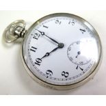 Silver open face pocket watch, hallmarked Birmingham 1927, approx 48mm dia