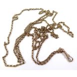 Very long (approx 140cm) 9ct gold pocket watch chain, weight approx 13g