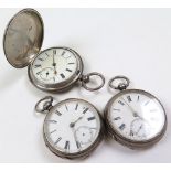 Three Silver pocket watches, all seem to be Victorian