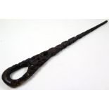 Hand carved Maori walking stick, circa 19th / 20th century, length 93cm approx.