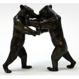 Pair of Bronze Fighting Bears, circa early - mid 20th century, height 13cm approx.