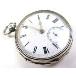 Silver open face pocket watch, hallmarked London 1880, approx 48mm dia