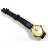 Longines Ladies 18ct Gold Wristwatch on a brown leather strap