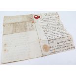 Three sided handwritten militia letter, dated 1791, with partial wax seal to first page
