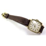 Ladies Tudor (Rolex) 9ct wristwatch on a leather strap