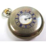 Silver Half Hunter pocket watch, hallmarked Birmingham 1908, the white dial with black roman