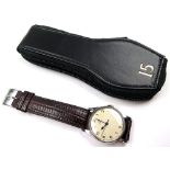 Omega military stainless steel gentleman`s wristwatch, RAF issue dated 1942. The white dial with