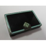 Black and turquoise enamel card case, circa early to mid 20th century, slight damage to enamel, 7.