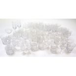 Large collection of cut glass, including wine glasses, bowls, tumblers etc.