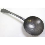 Pewter spoon - looks old, has a pewter touch mark which is rubbed but can make out a "crown".