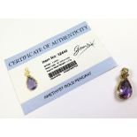 9ct Gold pear shaped Amethyst Pendant weight 2.9 grams