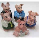 Full set of five Natwest pig Banks, together with an extra baby piggy bank, one with some wear to
