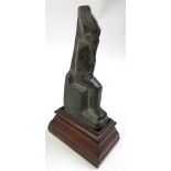 Stone figure of Osiris, Possibly Grand tour?, on mahogany plinth, total height 16.3cm approx.