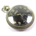 Uhrenfabrik Buren A.G. A.Lunser Berlin DH WW2 Wehrmacht Military Pocket Watch the black dial wtith