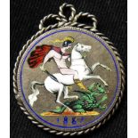 Enameled Coin : GB Queen Victoria Jubilee Silver Crown 1887 with St George & The Dragon reverse