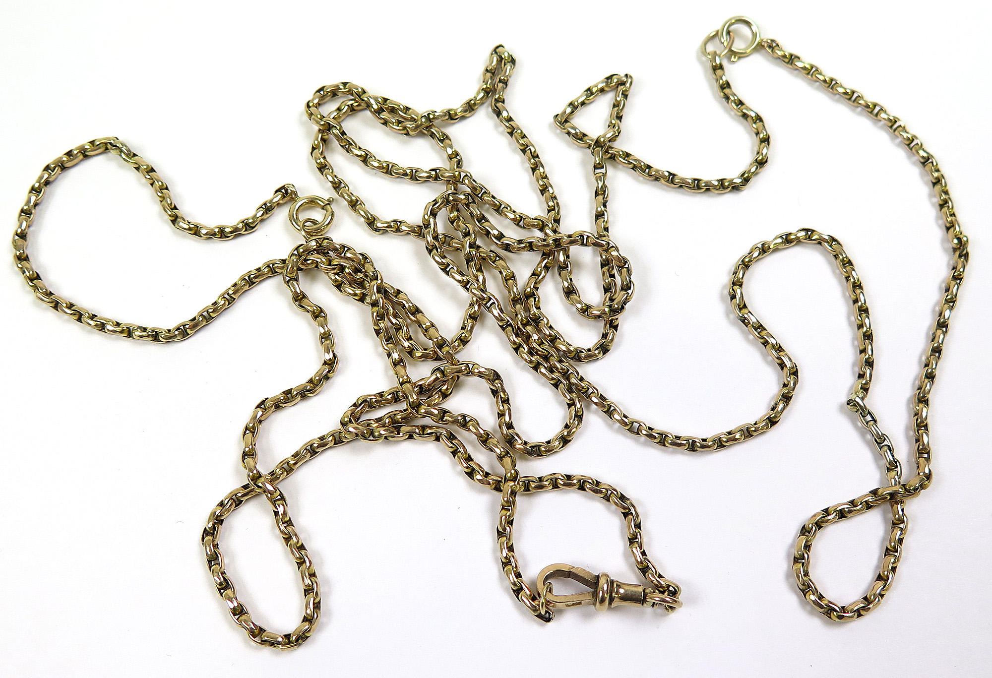 9ct Gold Muff Chain which has been converted to 2 chains at some time weight 29.4 grams