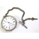 Waltham Silver open face pocket watch, hallmarked Birmingham 1907, approx 54mm dia, on a silver