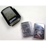 Zippo. Three Operation Iraqi Freedom lighters, all different, one in box