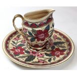 Crown Ducal Jug and Bowl set decorated with tubelining in the manner of Charlotte Rhead. Rose,