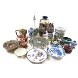 Large quantity of mixed oriental ceramics, approx 19 pieces. Mixed eras to include vases , plates