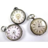 Three Ladies silver fob watches