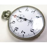 Venner nickel cased stopwatch, no. 24038, the white dial with Arabic numerals and subsidiary 300