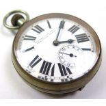 Goliath nickel cased pocket watch by "The Alex Clark MPG Co. Fenchurch Street" the dial with bold