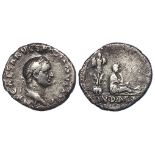 Vespasian silver denarius, Rome Mint 69-70 A.D., obverse reads:- IMP CAESAR VESPASIANVS AVG,